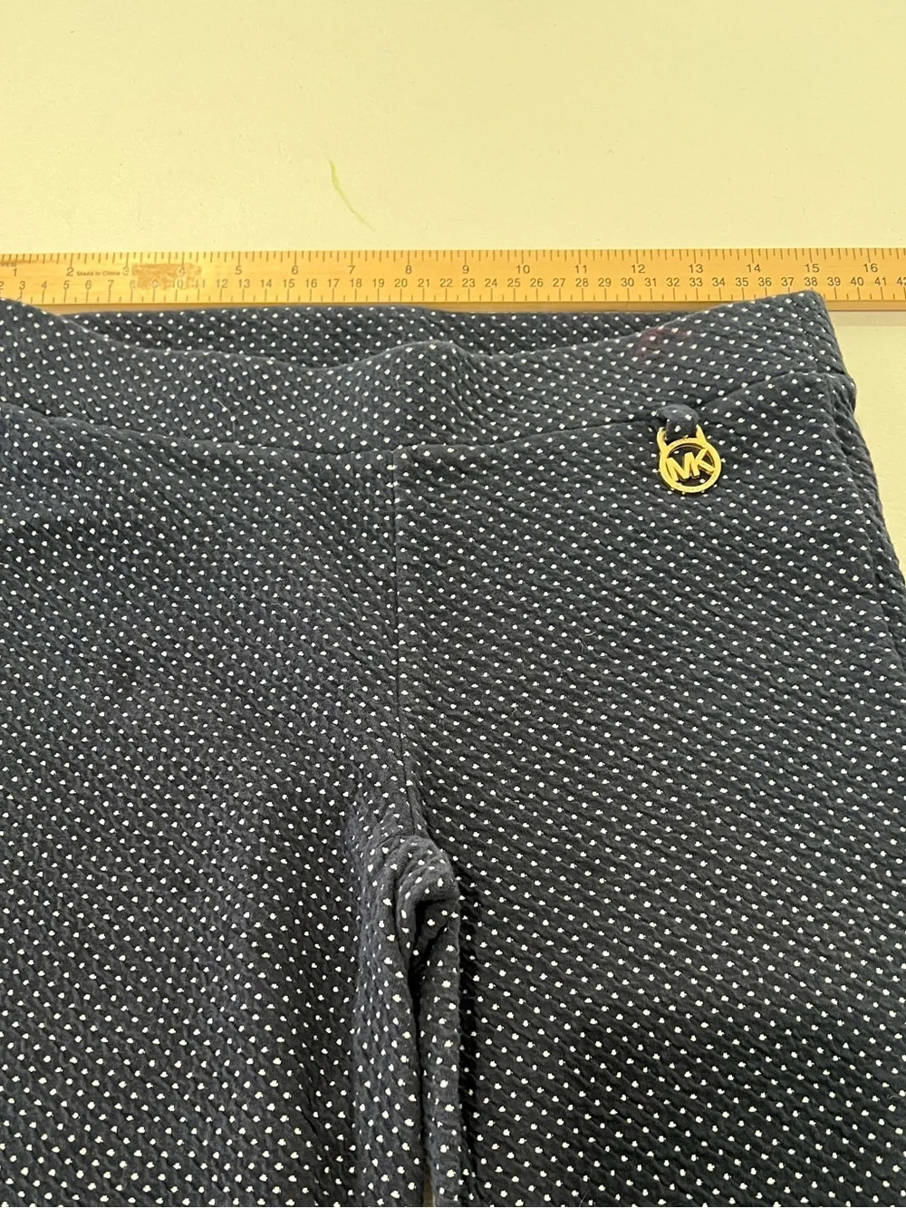 Michael Kors Navy Polka Dot Stretch Leggings with Gold Logo